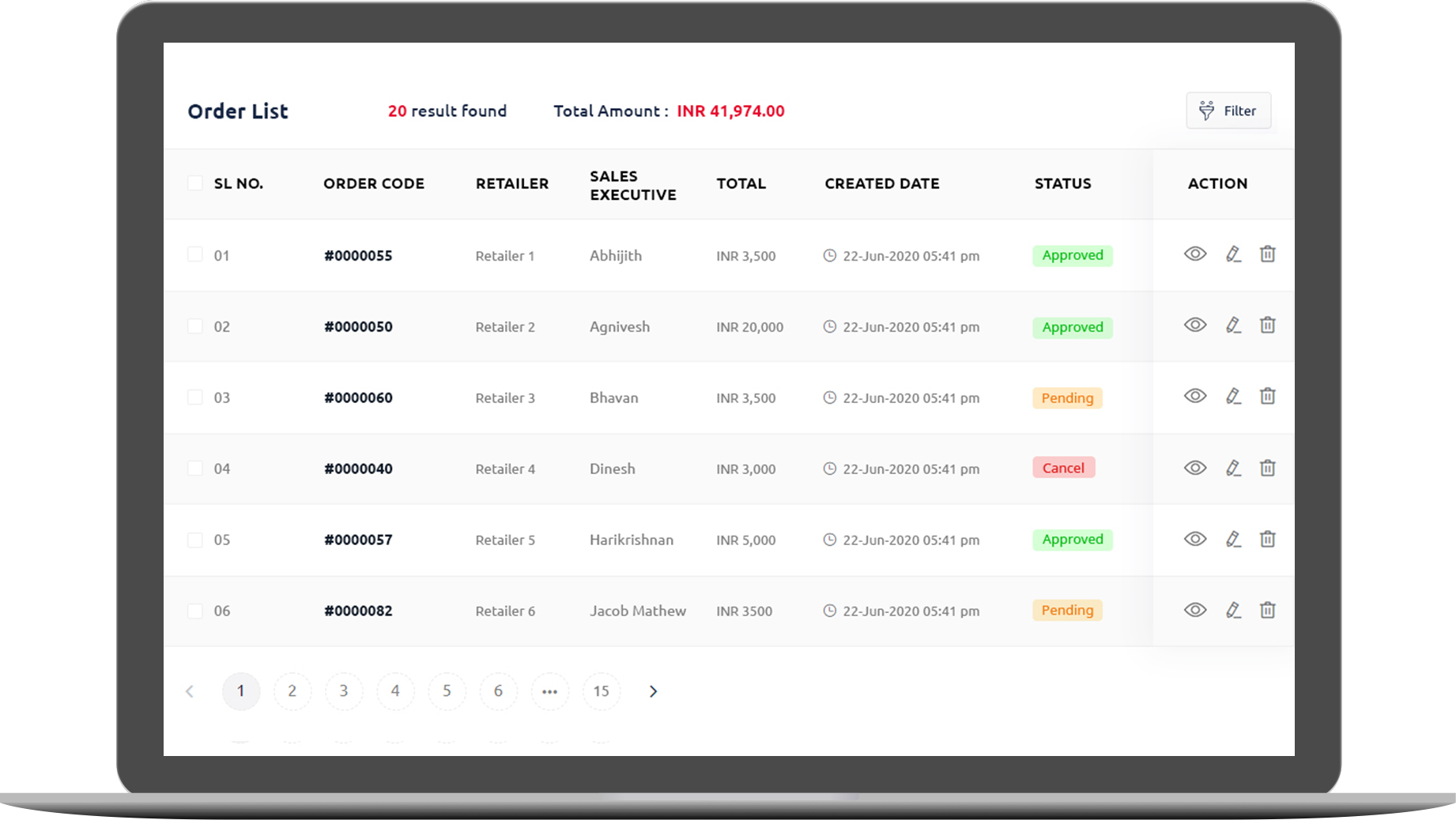 order list dash board